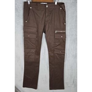 Genuine Authentic Mens Stacked Fit Cargo Pants Brown Cotton Utility Size 34/36 L